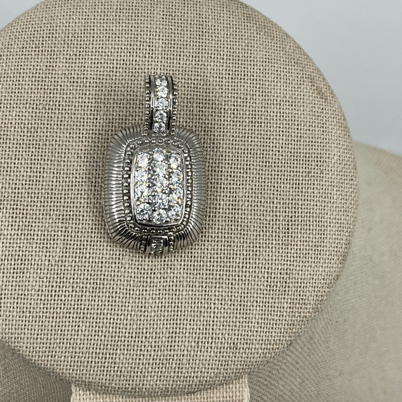 Vintage Judith Ripka Sterling Silver CZ Cluster Enhancer Pendant - Picture 5 of 16